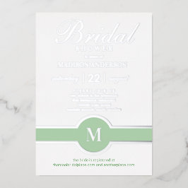 Luxe Monogram Chic Vrijgezellenfeest Green Silver Folie Uitnodiging