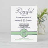 Luxe Monogram Chic Vrijgezellenfeest Green Silver Folie Uitnodiging (Staand Voorkant)
