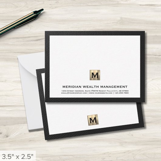 Luxe Monogram Financiële Planner Note Kaart Notitiekaartje