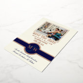 Luxe Monogram foto bespaart de datum waarop het ma Folie Uitnodiging (Gedraaid)