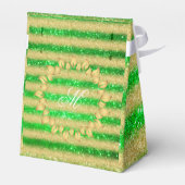 Luxe Monogram Gemerkt Populair Groen Goud Glitters Bedankdoosjes (Achterkant)