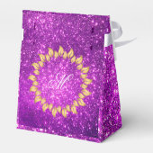 Luxe Monogram Gemerkt Populair Paars Goud Glitters Bedankdoosjes (Achterkant)