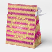 Luxe Monogram Gemerkte Populaire Roze Gouden Glitt Bedankdoosjes (Achterkant)