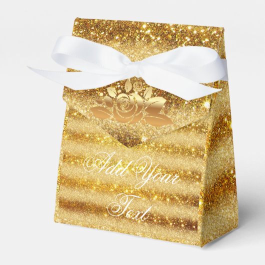 Luxe Monogram Gemiddelde Goud Glitter Bedankdoosjes (Voorkant Zijde)