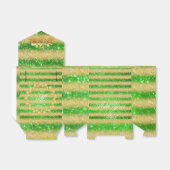 Luxe Monogram Gemiddelde Groene Goud Glitter Bedankdoosjes (Uitgevouwen)