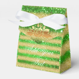 Luxe Monogram Gemiddelde Groene Goud Glitter Bedankdoosjes