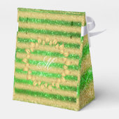 Luxe Monogram Gemiddelde Groene Goud Glitter Bedankdoosjes (Achterkant)