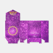 Luxe Monogram Gemiddelde Paarse Gouden Glitters Bedankdoosjes (Uitgevouwen)