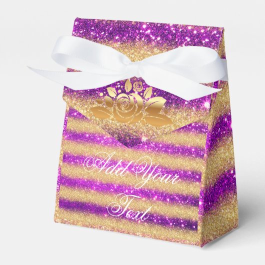 Luxe Monogram Gemiddelde Roze Goud Glitter Bedankdoosjes (Voorkant Zijde)