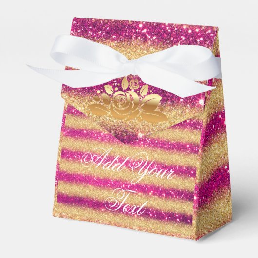 Luxe Monogram Gemiddelde Roze Goud Glitter Bedankdoosjes (Voorkant Zijde)