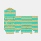 Luxe Monogram Gemiddelde Turkoois Goud Glitter Bedankdoosjes (Uitgevouwen)