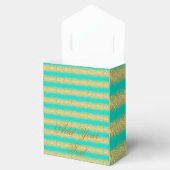 Luxe Monogram Gemiddelde Turkoois Goud Glitter Bedankdoosjes (Geopend)