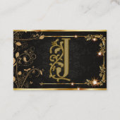 Luxe monogram Gold Black Sparkle Visitekaartje (Voorkant)