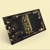 Luxe monogram Gold Black Sparkle Visitekaartje