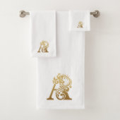 Luxe monogram goud Een letter op wit Bad Handdoek (Insitu)