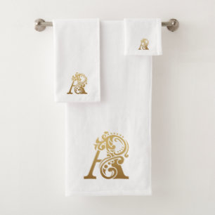 Luxe monogram goud Een letter op wit Bad Handdoek