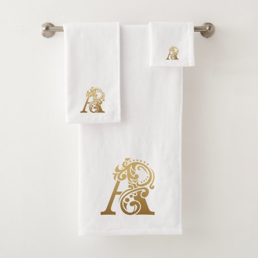 Luxe monogram goud Een letter op wit Bad Handdoek (Insitu)