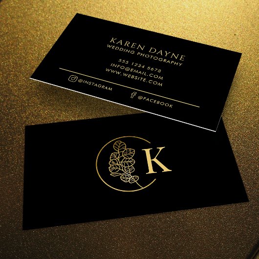 Luxe Monogram Goud & Zwart Fotografie Visitekaartje