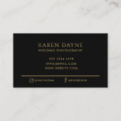 Luxe Monogram Goud & Zwart Fotografie Visitekaartje (Achterkant)