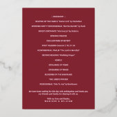 Luxe Monogram Huwelijksprogramma Bordeaux Goud Folie Uitnodiging (Achterkant)