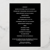 Luxe Monogram Huwelijksprogramma Zwart en Goud Folie Uitnodiging (Achterkant)