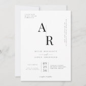 Luxe Monogram Huwelijksuitnodiging Template. Kaart (Voorkant)