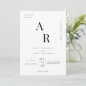 Luxe Monogram Huwelijksuitnodiging Template. Kaart (Staand voorkant)
