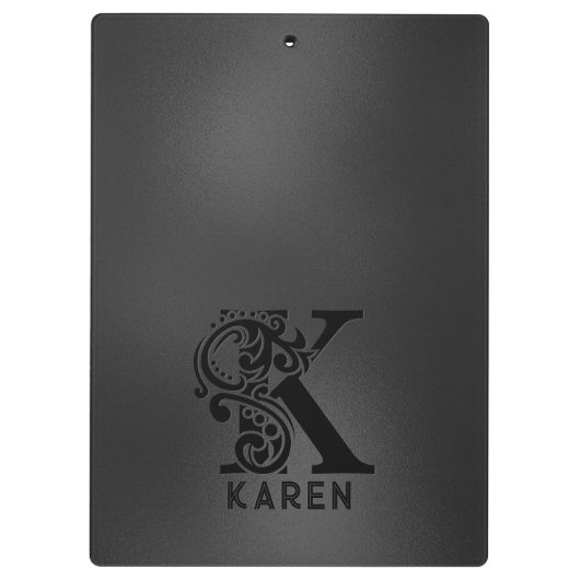 Luxe Monogram K op Dark Grey Klembord (Achterkant)