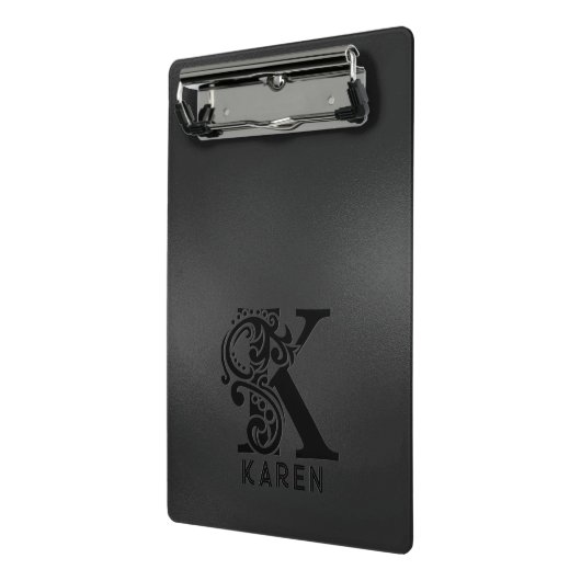 Luxe Monogram K op Dark Grey Mini Klembord (Angled2)