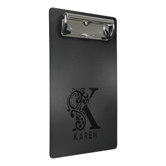 Luxe Monogram K op Dark Grey Mini Klembord (Schuin)