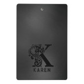 Luxe Monogram K op Dark Grey Mini Klembord (Achterkant)