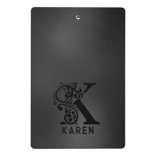 Luxe Monogram K op Dark Grey Mini Klembord (Achterkant)