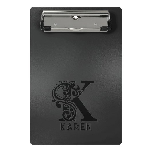Luxe Monogram K op Dark Grey Mini Klembord (Voorkant)