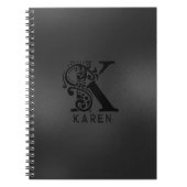 Luxe Monogram K op Dark Grey Notitieboek (Voorkant)