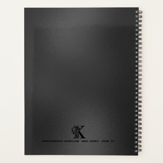 Luxe Monogram K op Dark Grey Planner (Achterkant)