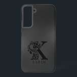 Luxe Monogram K op Dark Grey Samsung Galaxy Hoesje<br><div class="desc">Monochromatische glans met de luxeletter K - in het zwart op een donkergrijze achtergrond. Alle brieven zijn beschikbaar op verzoek.</div>