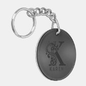 Luxe Monogram K op Dark Grey Sleutelhanger (Voorkant Links)