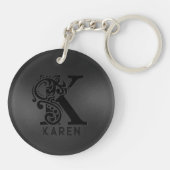 Luxe Monogram K op Dark Grey Sleutelhanger (Achterkant)