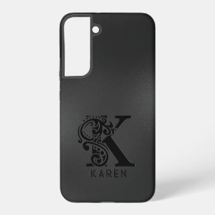 Luxe Monogram K op donkergrijs Samsung Galaxy Hoesje