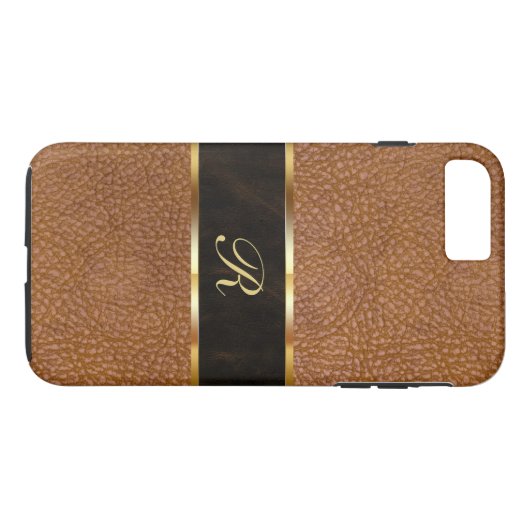 Luxe monogram lederen kijk Case-Mate iPhone case (Achterkant (Horizontaal))