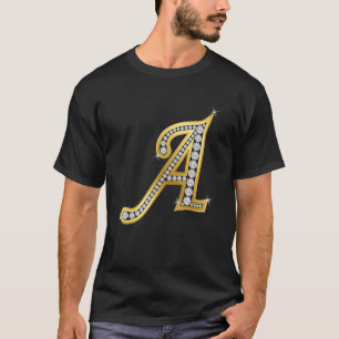Luxe monogram letter a, gouden letter a, diamant t-shirt
