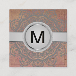 Luxe Monogram Mandala Pattern Vierkante Visitekaartje