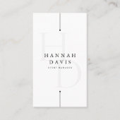 Luxe Monogram Minimalistisch Visitekaartje (Voorkant)