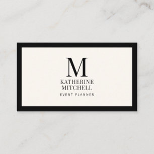Luxe Monogram Minimalistisch Zwart Ivoor Logo QR Visitekaartje