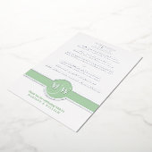 Luxe Monogram Modern Elegant Menu Green Silver Folie Uitnodiging (Gedraaid)
