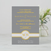 Luxe Monogram Modern Wedding Grey and Gold Folie Uitnodiging (Staand Voorkant)