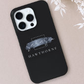 Luxe Monogram Moderne Minimale Zwarte Penseelstree Case-Mate iPhone Case