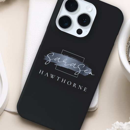 Luxe Monogram Moderne Minimale Zwarte Penseelstree Case-Mate iPhone Case