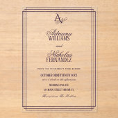 Luxe Monogram Paarse Bruiloft Acryl Uitnodigingen (Voorkant)
