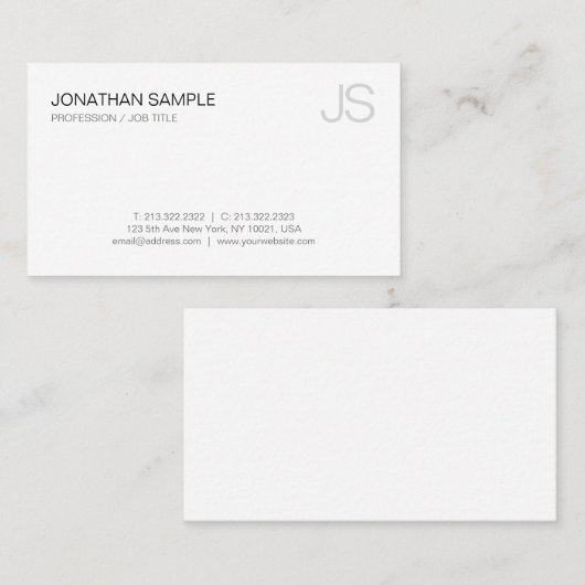 Luxe Monogram Plain Modern Design Elegant Trendy Visitekaartje (Voorkant / Achterkant)